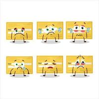 Payment check paper cartoon character with sad expression vector