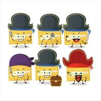 dibujos animados personaje de pago cheque papel con varios piratas emoticones vector