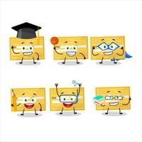 School student of payment check paper cartoon character with various expressions vector