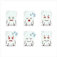 Cartoon character of blank sheet of paper with sleepy expression vector