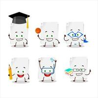 School student of blank sheet of paper cartoon character with various expressions vector