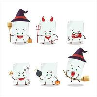 Halloween expression emoticons with cartoon character of blank sheet of paper vector