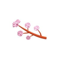 Pink Cherry Flower Branch Icon In 3D Rendering. png