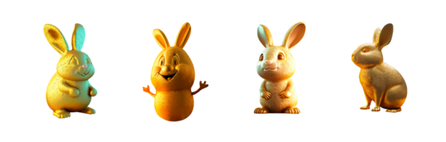3D Render of Different Type Rabbit Cartoon Set png