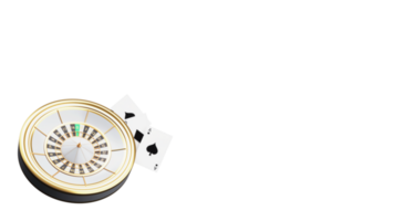 3D Render of Roulette Wheel And Ace Cards Elements. png