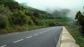 View of the mountain road in the clouds video