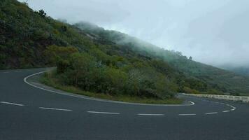 View of the mountain road in the clouds video