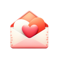 3D Render, Paper Hearts Icon Inside Envelope In Pastel Color. png