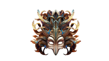 3D Render of Beautiful Feather Masquerade Mask Icon. png