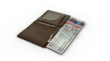 3D rendering of Armenian dram notes in wallet png