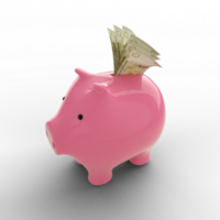 100 Bahamian dollar inside pink Piggy Bank, money in piggy bank, savings concept, 3d rendering png