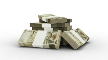 3d rendering of Stack of Bahamian dollar notes. bundles of 100 Bahamian currency notes isolated on transparent background png