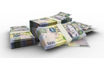 pile 3d de 100 billets en dollars des Bahamas isolés sur fond transparent png