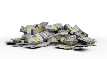 Pilha 3D de 100 notas de dólar das Bahamas isoladas em fundo transparente png