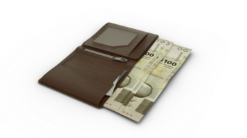 3D rendering of 100 Bahamian dollar notes in wallet png