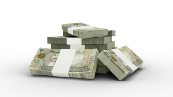 3d rendering of Stack of Bahamian dollar notes. bundles of 100 Bahamian currency notes isolated on transparent background png