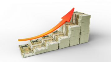 financieel groei teken gemaakt van stapels van Moldavisch leu notities. 3d renderen van Moldavisch geld geregeld in de het formulier van een bar diagram geïsoleerd Aan transparant achtergrond png