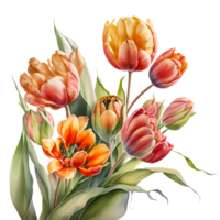 tulipán flores acuarela lápiz clipart ai generado png
