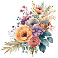 fiore mazzo acquerello clipart ai generato png