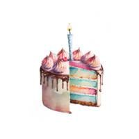 anniversaire gâteau aquarelle clipart ai généré png