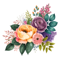 fiore mazzo acquerello clipart ai generato png