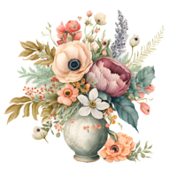 bloem arrangement vaas waterverf clip art ai gegenereerd png