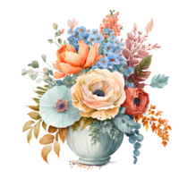 fleur arrangement vase aquarelle clipart ai généré png