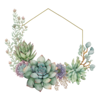 Succulent Plant Border Frame Watercolor Clipart png