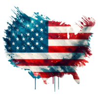 American Map Flag Watercolor Texture Splash Background Element AI Generated png