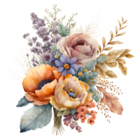 fleur bouquet aquarelle clipart ai généré png