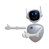 Robot 3d character pointing to left direction png