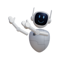 Robot 3d character pointing to up direction png