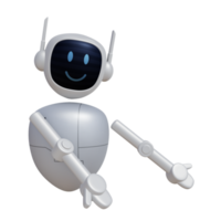 Robot 3d character pointing down direction png