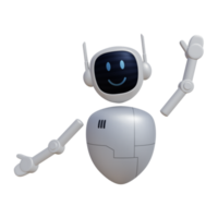 Robot 3d character with happy gesture png