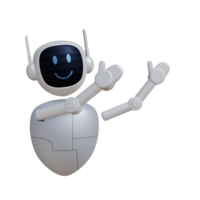 Robot 3d character pointing to up direction png