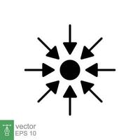 Specific icon. Simple solid style. Concentrate, focus, circle, arrow, technology, information concept. Black silhouette, glyph symbol. Vector symbol illustration isolated on white background. EPS 10.