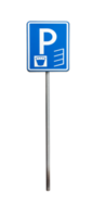 Metall Post mit der Verkehr Zeichen Parkplatz mit Zeit Grenze. png