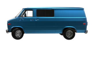 Blue 3d Van on transparent background png