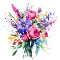 aquarelle fleur bouquet. illustration ai génératif png