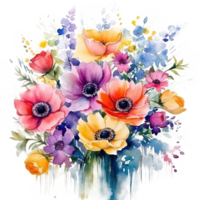 Watercolor flower bouquet. Illustration png
