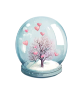 Schnee Globus Valentinstag Tag Aquarell Design Sublimation ai generativ png