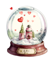 neige globe Valentin journée aquarelle conception sublimation ai génératif png