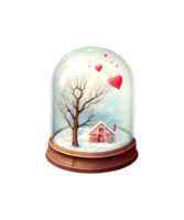 Snow Globe Valentine Day Watercolor design sublimation png