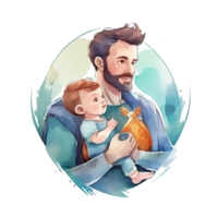 Father's day. Father with child watercolor. Illustration png