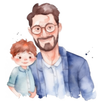 père avec enfant. aquarelle du père journée illustration. illustration ai génératif png