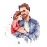 Father with child. Watercolor Father's Day Illustration. Illustration png