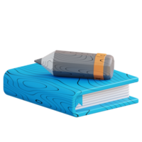 3D Illustration of a pencil over a book png