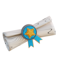 3D Illustration of award certificate scroll png