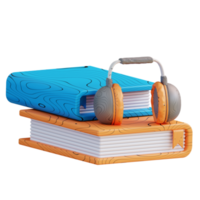 3D illustration of headset and audio book png