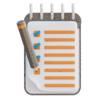 3d ilustración de lápiz y calendario a hacer lista png
